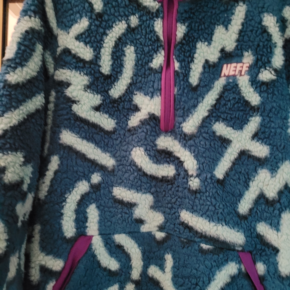 Neff Teal and Magenta Fleece Jacket